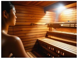 サウナに入る女性